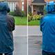 The North Face Freethinker Futurelight jacket (left) versus the Columbia OutDry Extreme jacket (right). The Columbia has a glossier and more rubbery appearance and doesn’t hang as naturally while wearing it.